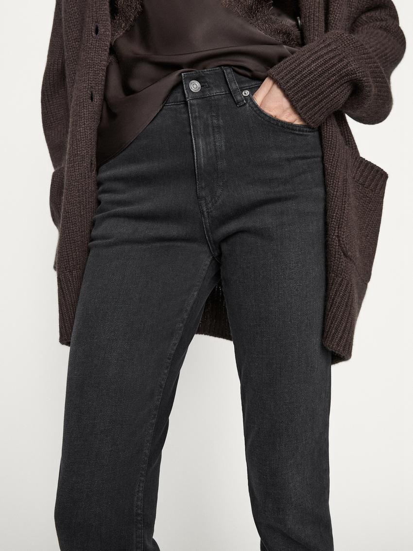 Massimo Dutti Mid-waist Skinny Fit Women Jeans Black | US-VB7892531