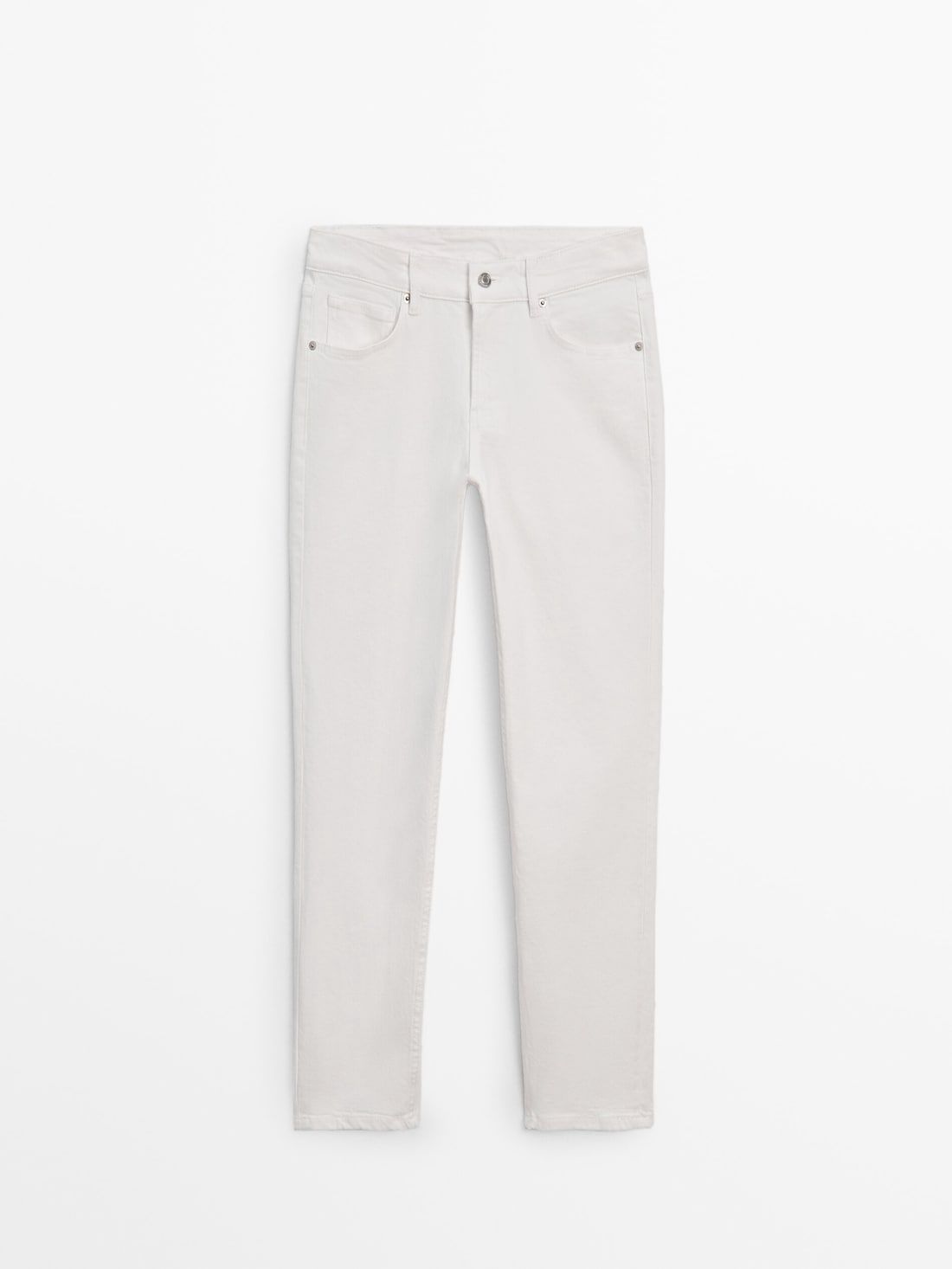 Massimo Dutti Mid-waist Slim-cropped-fit Women Jeans White | US-IA6125730