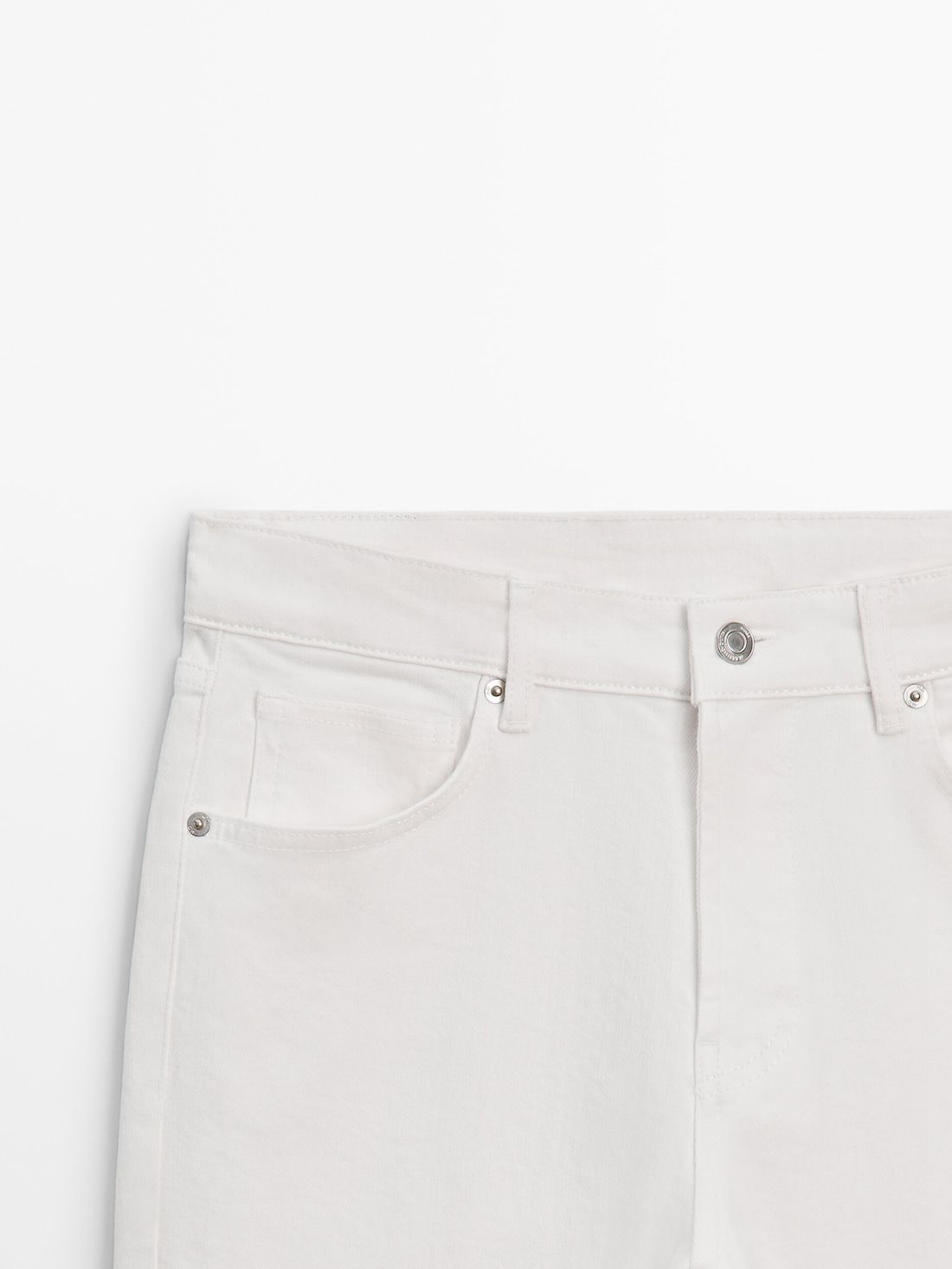 Massimo Dutti Mid-waist Slim-cropped-fit Women Jeans White | US-IA6125730
