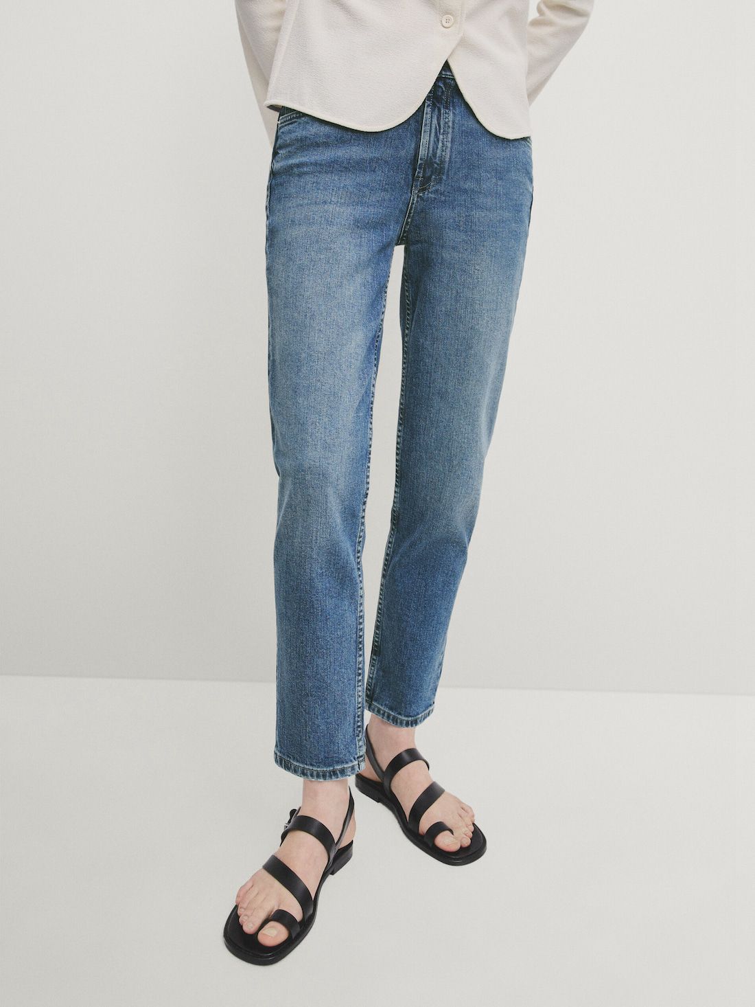 Massimo Dutti Mid-waist Slim-cropped-fit Women Jeans Blue | US-DU9486710