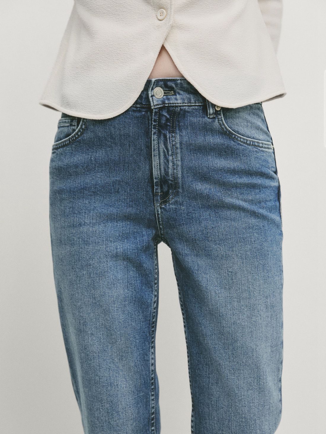 Massimo Dutti Mid-waist Slim-cropped-fit Women Jeans Blue | US-DU9486710