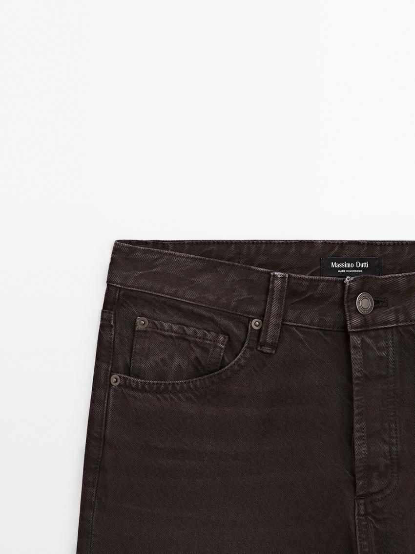Massimo Dutti Mid-waist Wide-leg Women Jeans Dark Brown | US-TZ0837195
