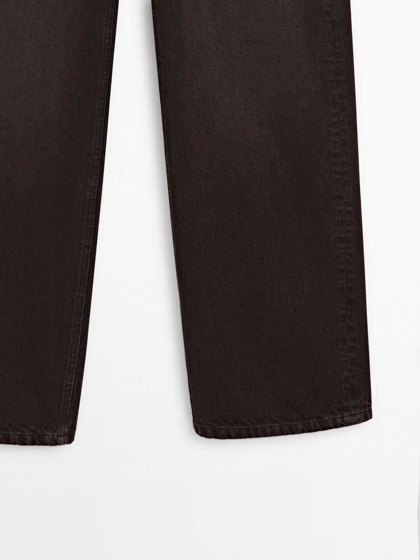 Massimo Dutti Mid-waist Wide-leg Women Jeans Dark Brown | US-TZ0837195