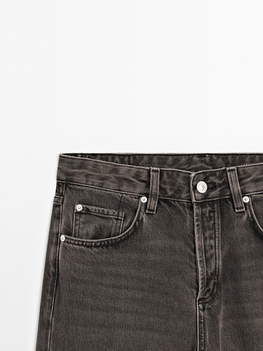 Massimo Dutti Mid-waist Wide-leg Women Jeans Dark Grey | US-BY4571609