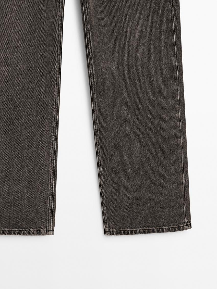 Massimo Dutti Mid-waist Wide-leg Women Jeans Dark Grey | US-BY4571609