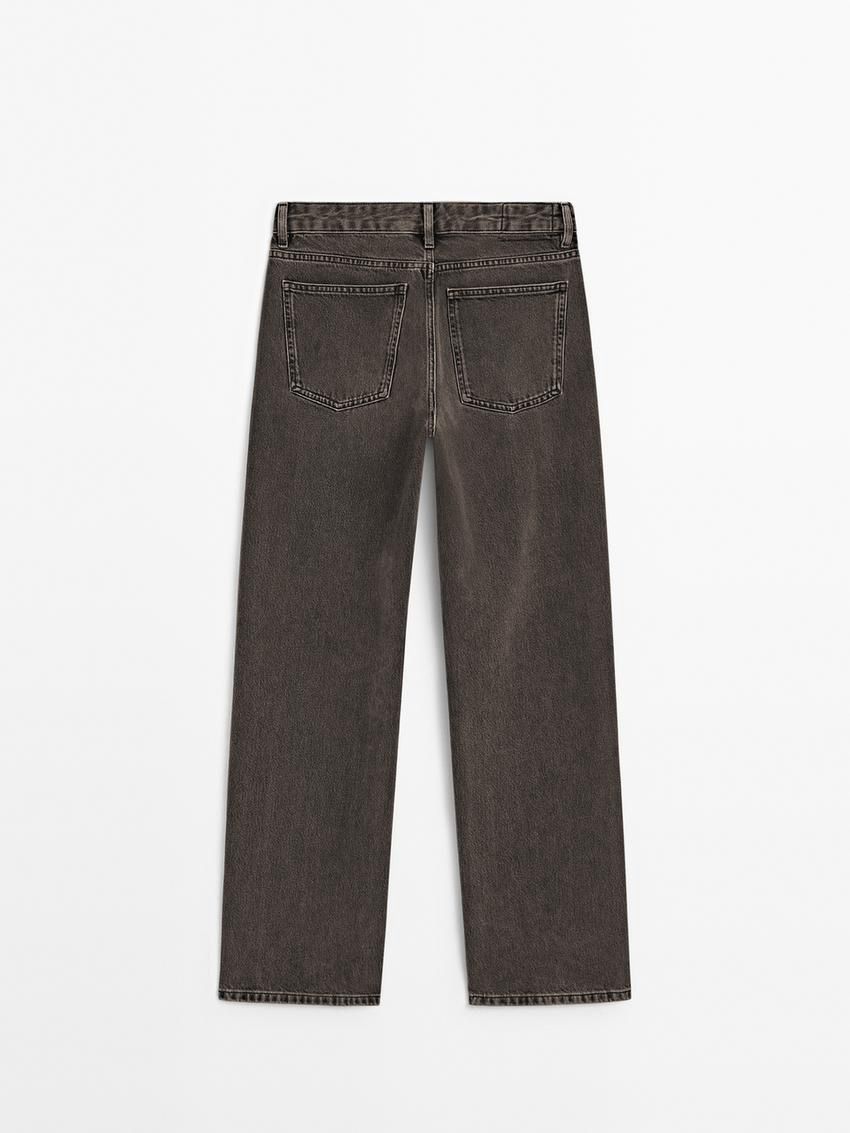 Massimo Dutti Mid-waist Wide-leg Women Jeans Dark Grey | US-BY4571609