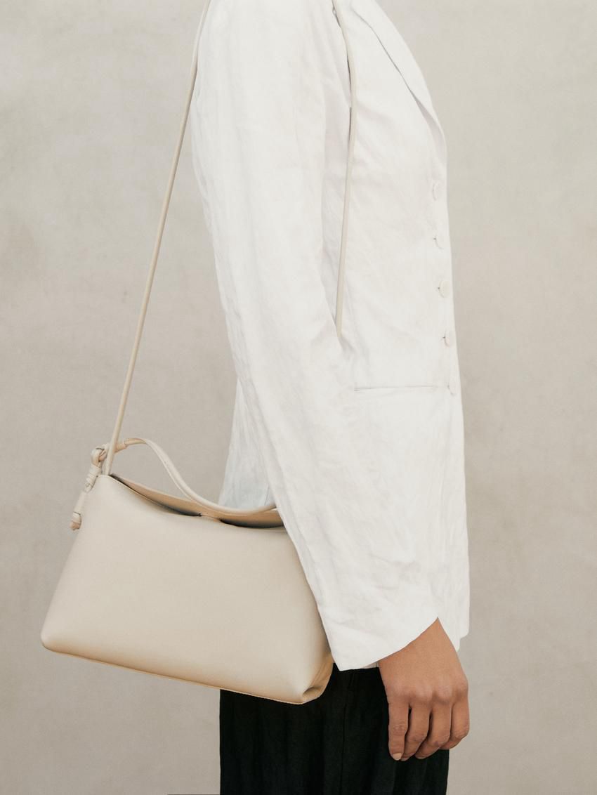 Massimo Dutti Mini Nappa Leathe With Knots Women Crossbody Bag Cream | US-TL9173806