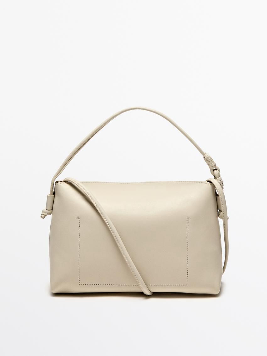 Massimo Dutti Mini Nappa Leathe With Knots Women Crossbody Bag Cream | US-TL9173806