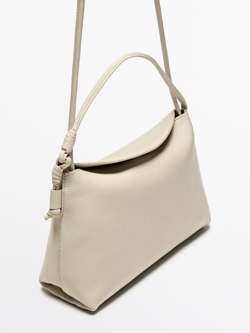 Massimo Dutti Mini Nappa Leathe With Knots Women Crossbody Bag Cream | US-TL9173806