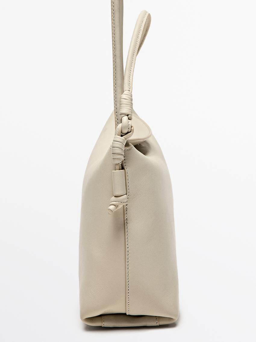 Massimo Dutti Mini Nappa Leathe With Knots Women Crossbody Bag Cream | US-TL9173806