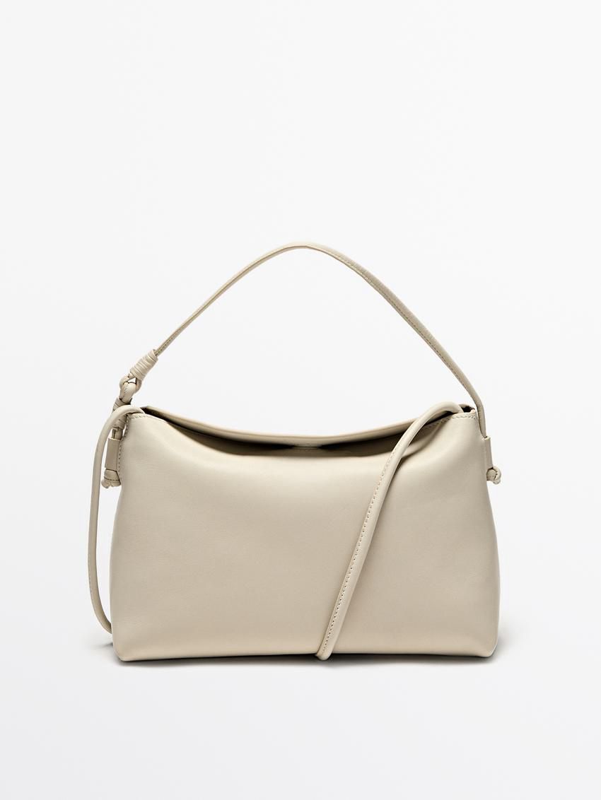 Massimo Dutti Mini Nappa Leathe With Knots Women Crossbody Bag Cream | US-TL9173806