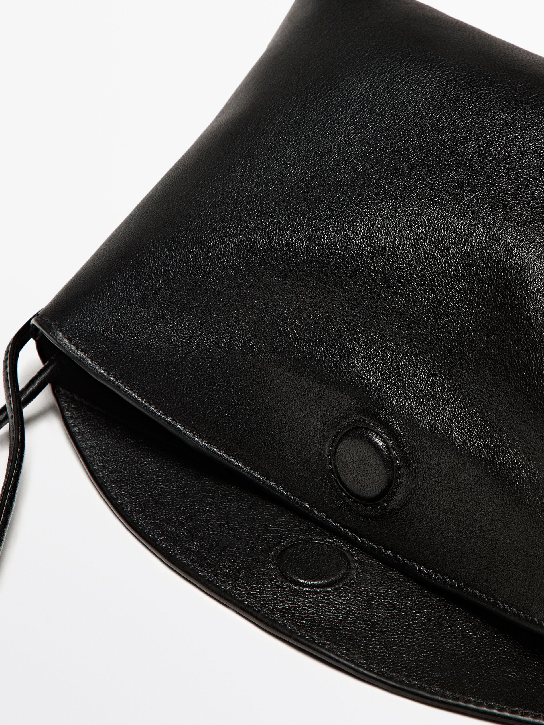 Massimo Dutti Mini Nappa Leather With Knots Women Crossbody Bag Black | US-YW5329867