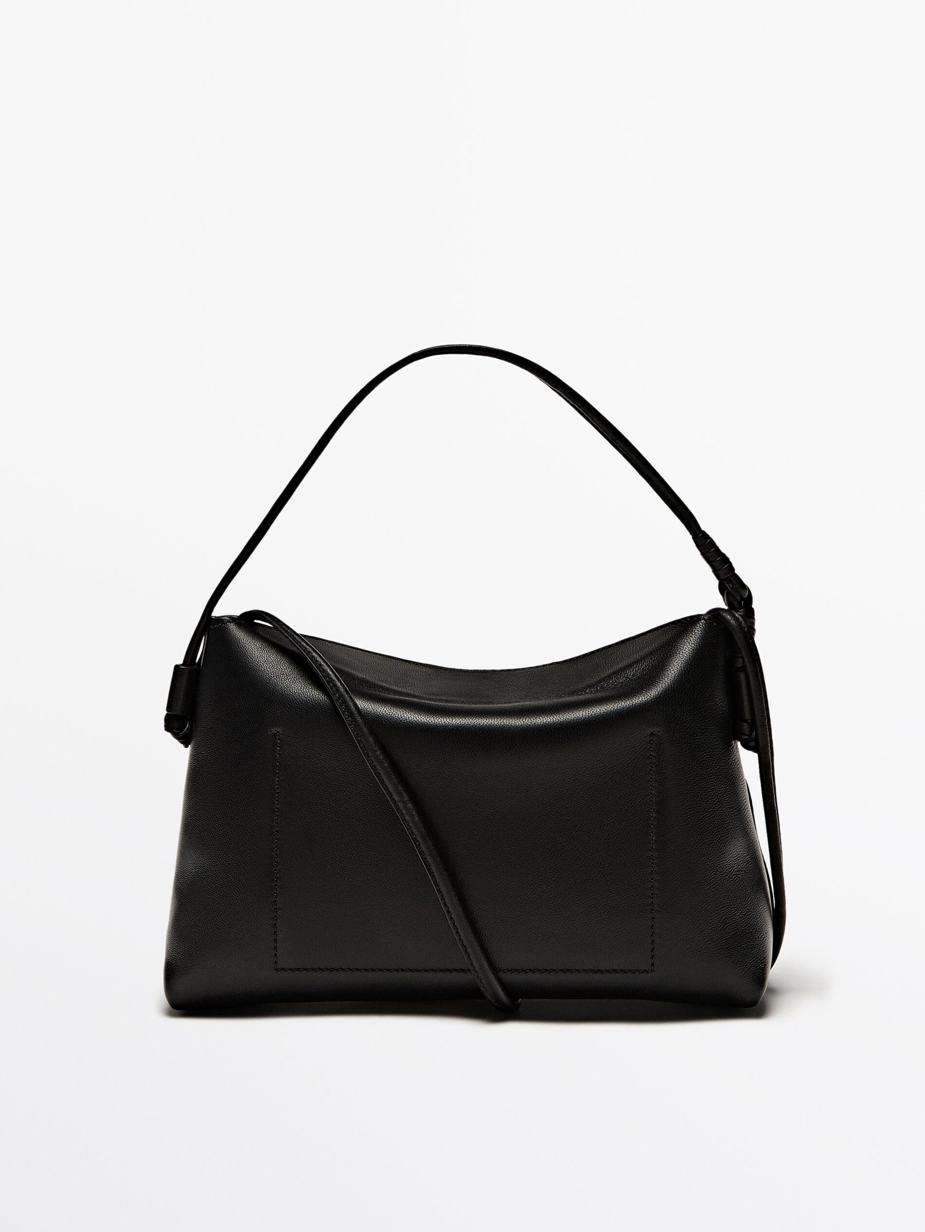 Massimo Dutti Mini Nappa Leather With Knots Women Crossbody Bag Black | US-YW5329867