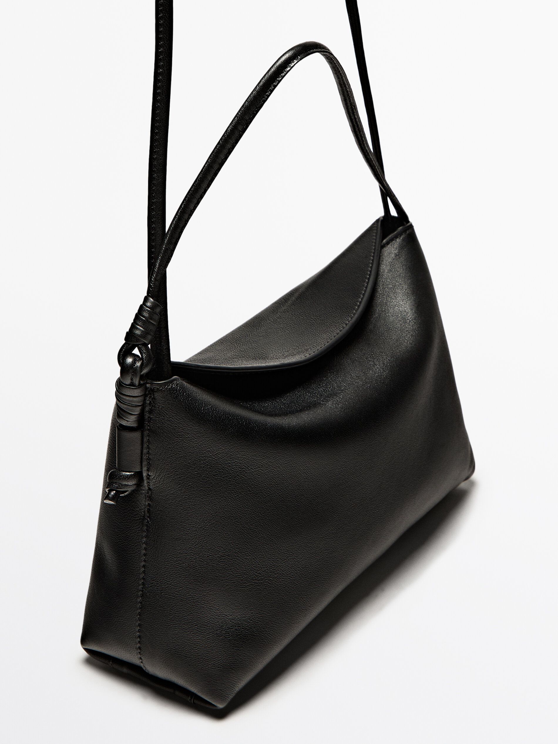 Massimo Dutti Mini Nappa Leather With Knots Women Crossbody Bag Black | US-YW5329867