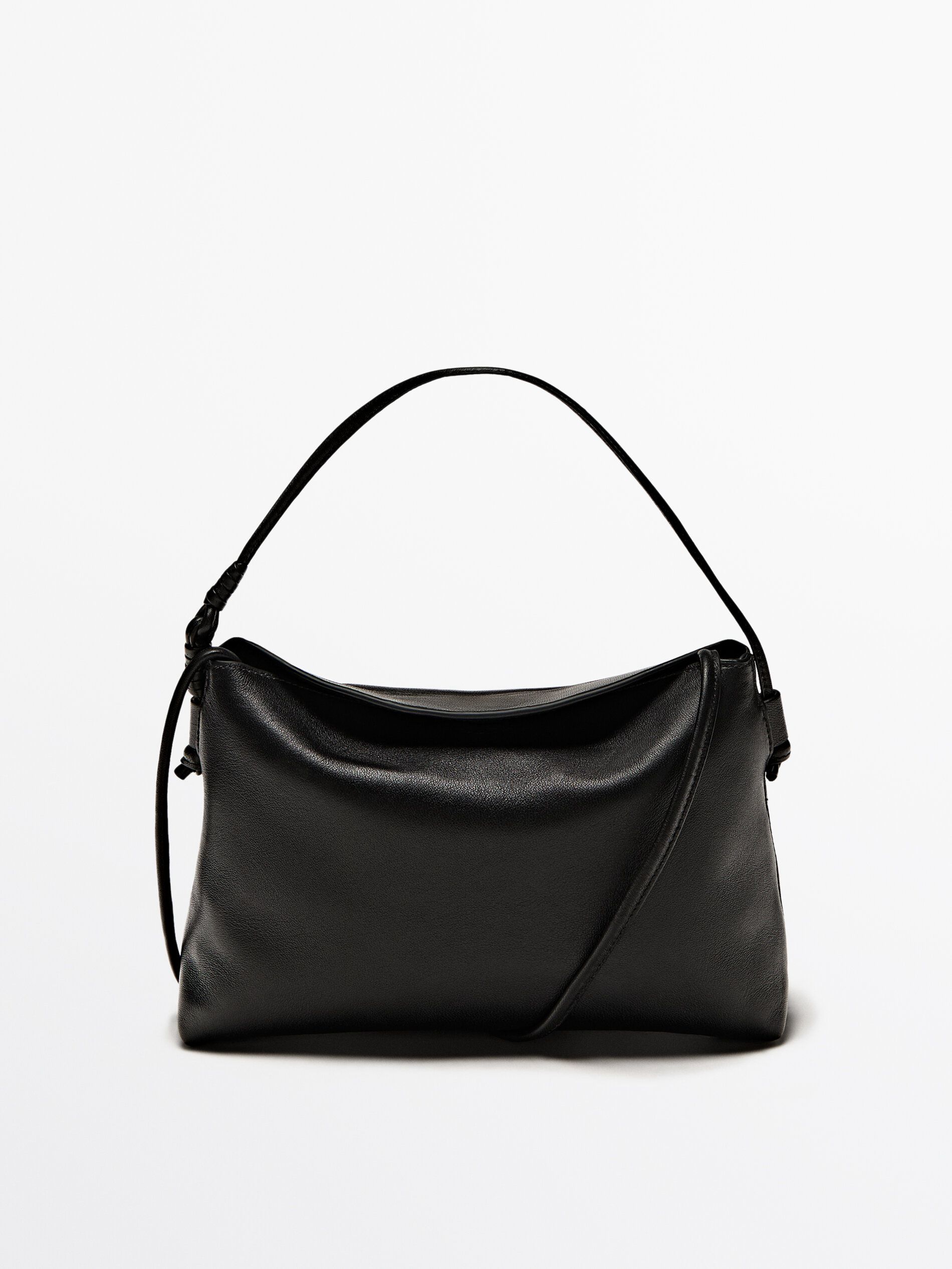 Massimo Dutti Mini Nappa Leather With Knots Women Crossbody Bag Black | US-YW5329867