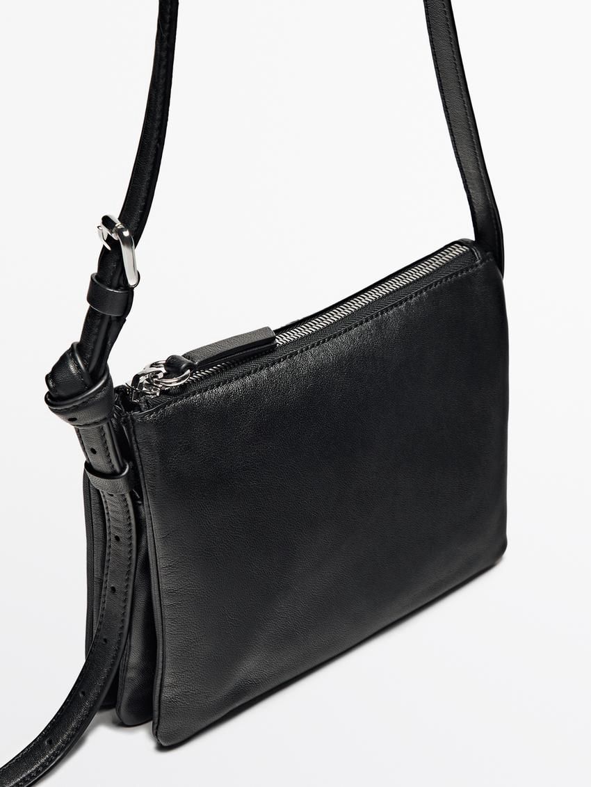 Massimo Dutti Mini Trial Nappa Leather Women Crossbody Bag Black | US-BF4935128