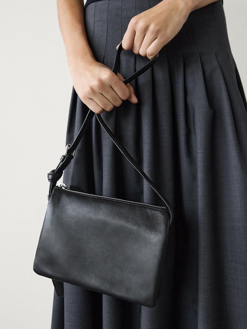 Massimo Dutti Mini Trial Nappa Leather Women Crossbody Bag Black | US-BF4935128