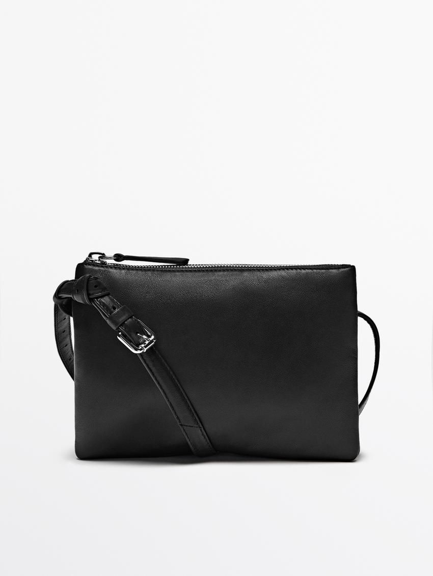 Massimo Dutti Mini Trial Nappa Leather Women Crossbody Bag Black | US-BF4935128
