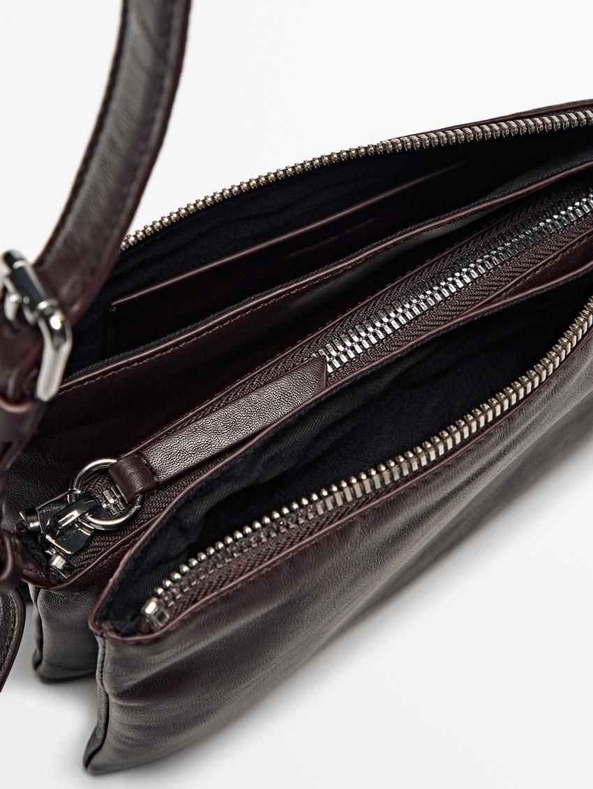 Massimo Dutti Mini Trial Nappa Leather Women Crossbody Bag Burgundy | US-KV5041632