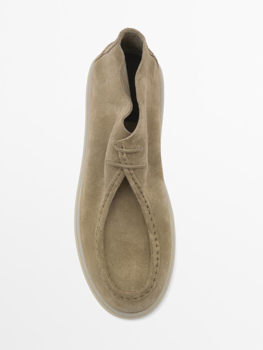 Massimo Dutti Moc Toe Mid-cut Men Ankle Boots Khaki | US-WC0265847