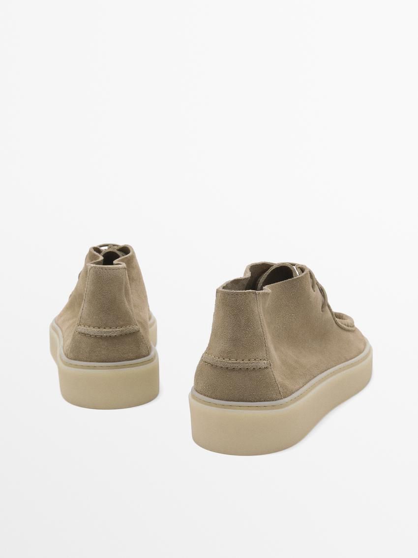 Massimo Dutti Moc Toe Mid-cut Men Ankle Boots Khaki | US-WC0265847