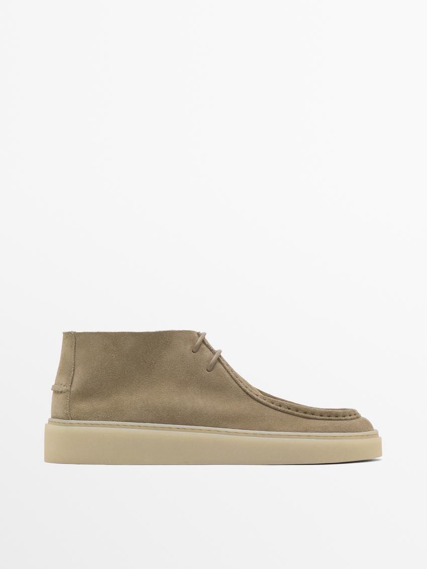 Massimo Dutti Moc Toe Mid-cut Men Ankle Boots Khaki | US-WC0265847