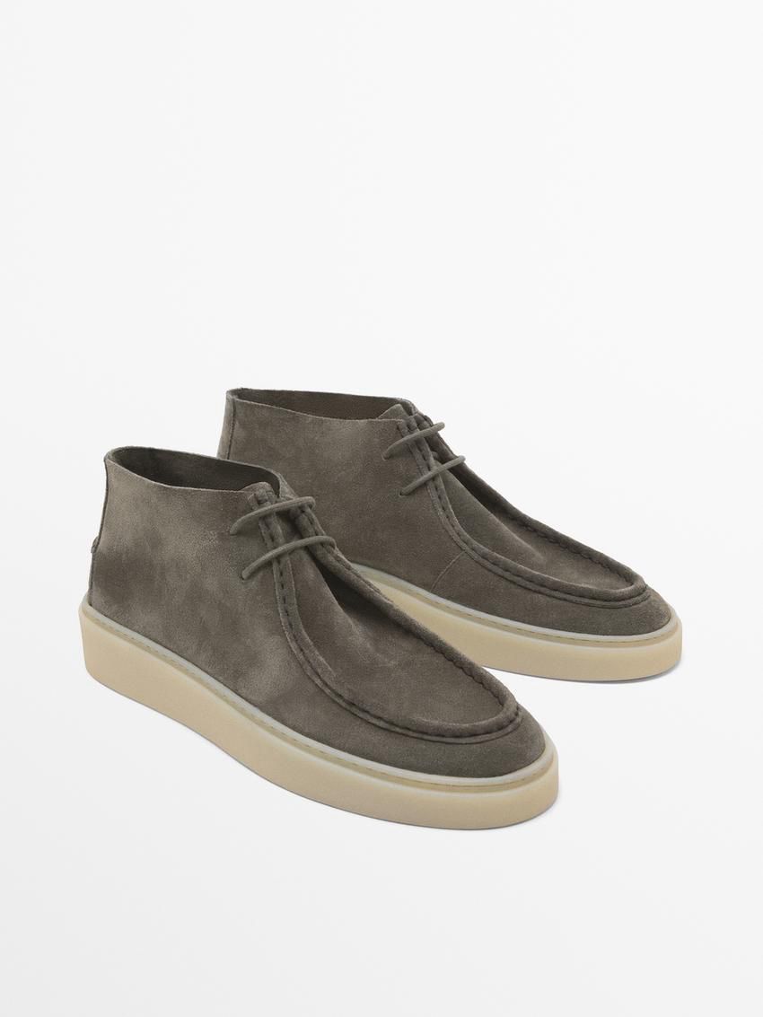 Massimo Dutti Moc Toe Mid-cut Men Ankle Boots Dark Grey | US-WU3496807