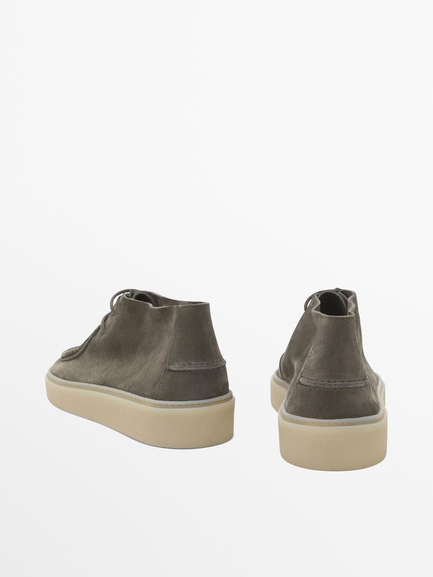 Massimo Dutti Moc Toe Mid-cut Men Ankle Boots Dark Grey | US-WU3496807