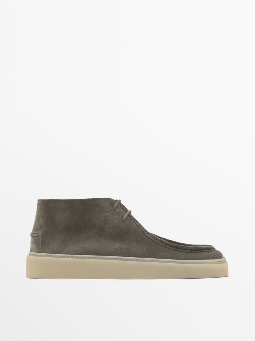 Massimo Dutti Moc Toe Mid-cut Men Ankle Boots Dark Grey | US-WU3496807
