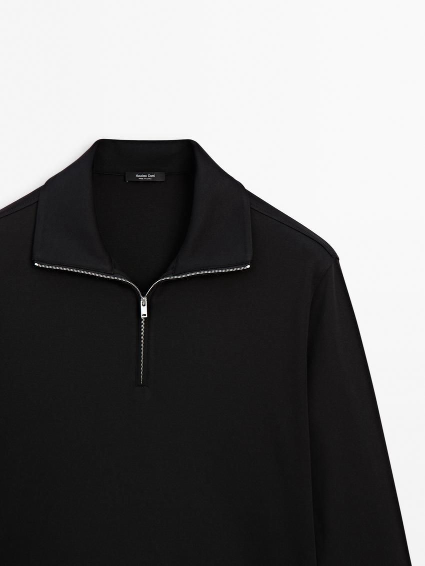 Massimo Dutti Mock Neck Knit Men Sweater Black | US-HX1376290