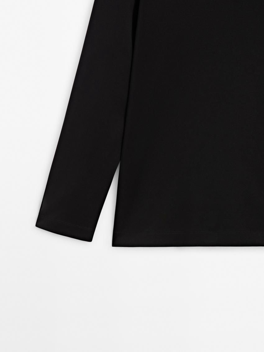 Massimo Dutti Mock Neck Knit Men Sweater Black | US-HX1376290