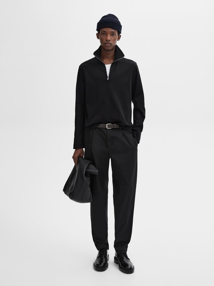 Massimo Dutti Mock Neck Knit Men Sweater Black | US-HX1376290