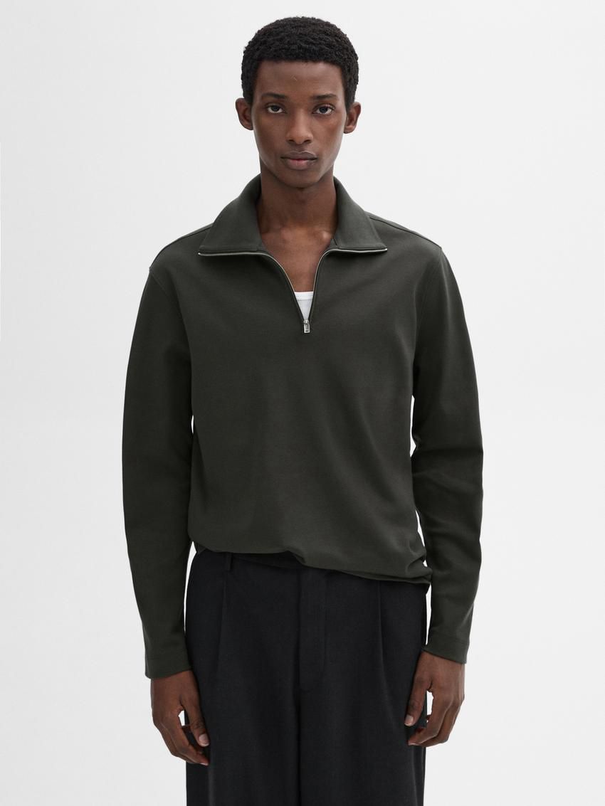 Massimo Dutti Mock Neck Knit Men Sweater Dark Grey | US-UG6825749