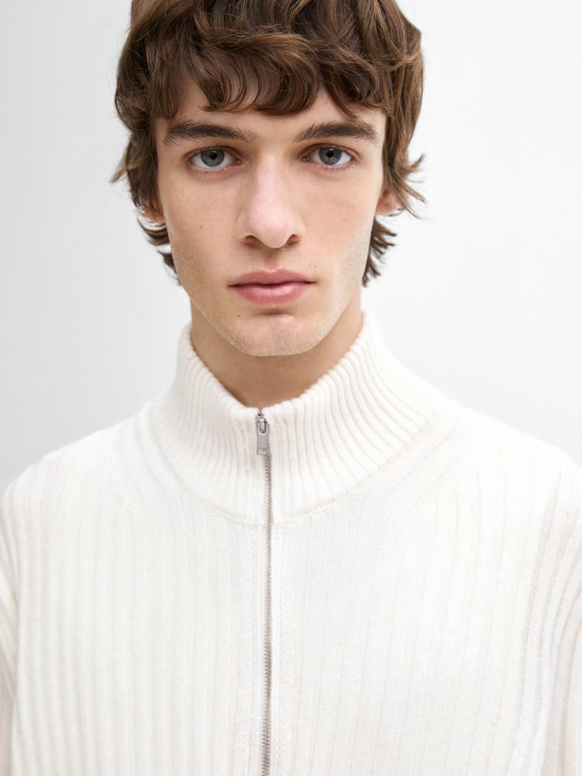 Massimo Dutti Mock Neck Knit Men Sweater Beige | US-XJ7826493