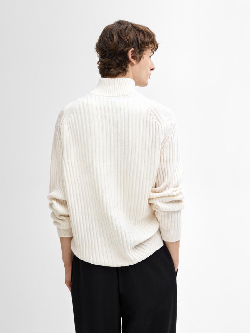 Massimo Dutti Mock Neck Knit Men Sweater Beige | US-XJ7826493