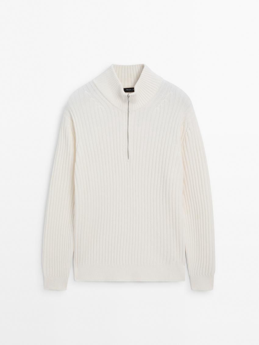 Massimo Dutti Mock Neck Knit Men Sweater Beige | US-XJ7826493