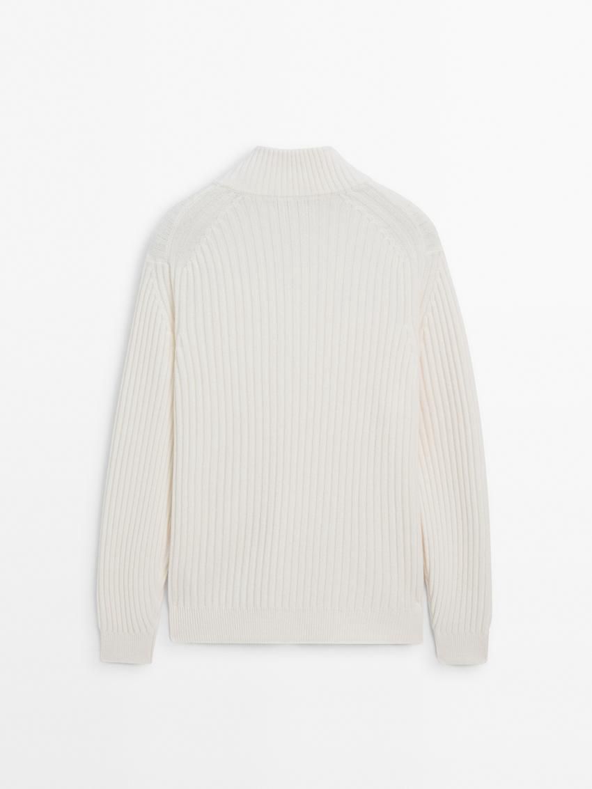 Massimo Dutti Mock Neck Knit Men Sweater Beige | US-XJ7826493
