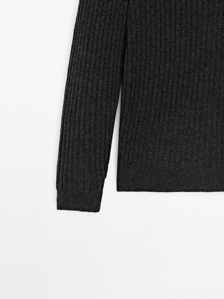 Massimo Dutti Mock Neck Knit Men Sweater Dark Grey | US-ZR8912463
