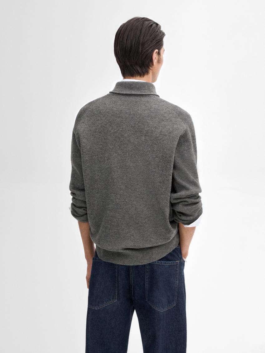 Massimo Dutti Mock Neck Knit Men Sweater Grey | US-EO3671598