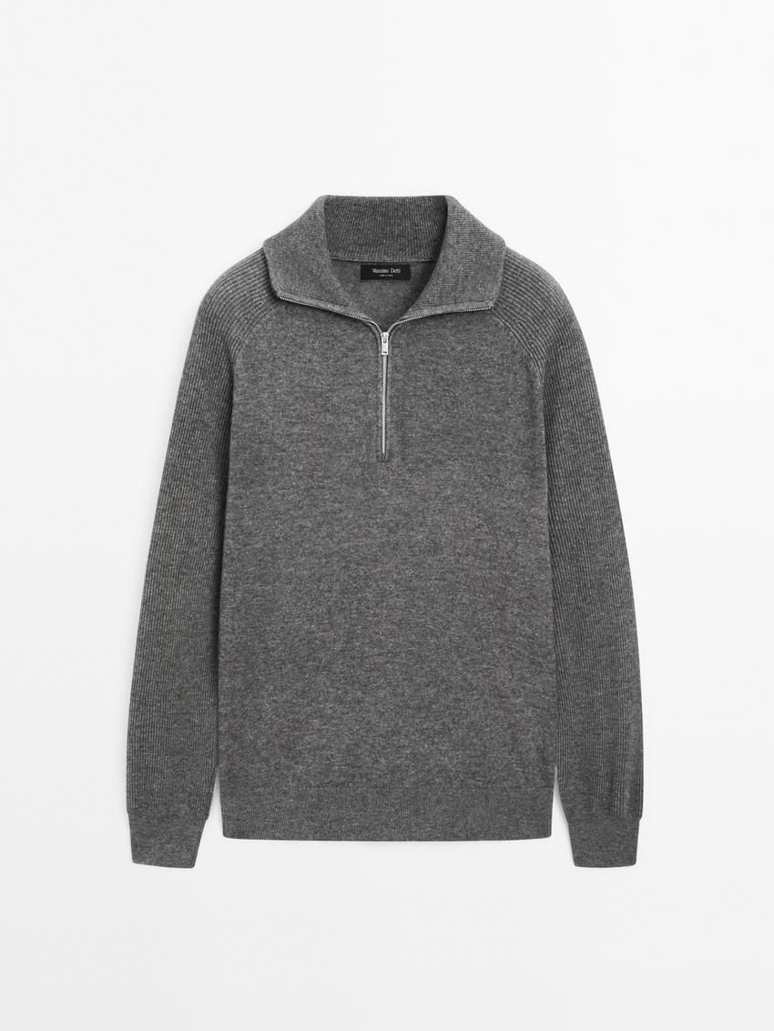 Massimo Dutti Mock Neck Knit Men Sweater Grey | US-EO3671598