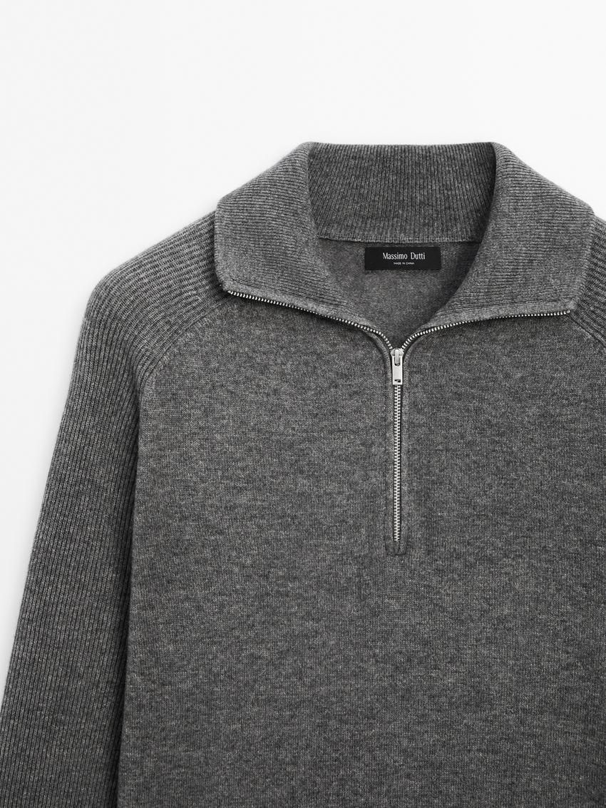 Massimo Dutti Mock Neck Knit Men Sweater Grey | US-EO3671598