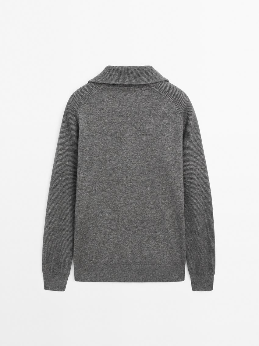 Massimo Dutti Mock Neck Knit Men Sweater Grey | US-EO3671598