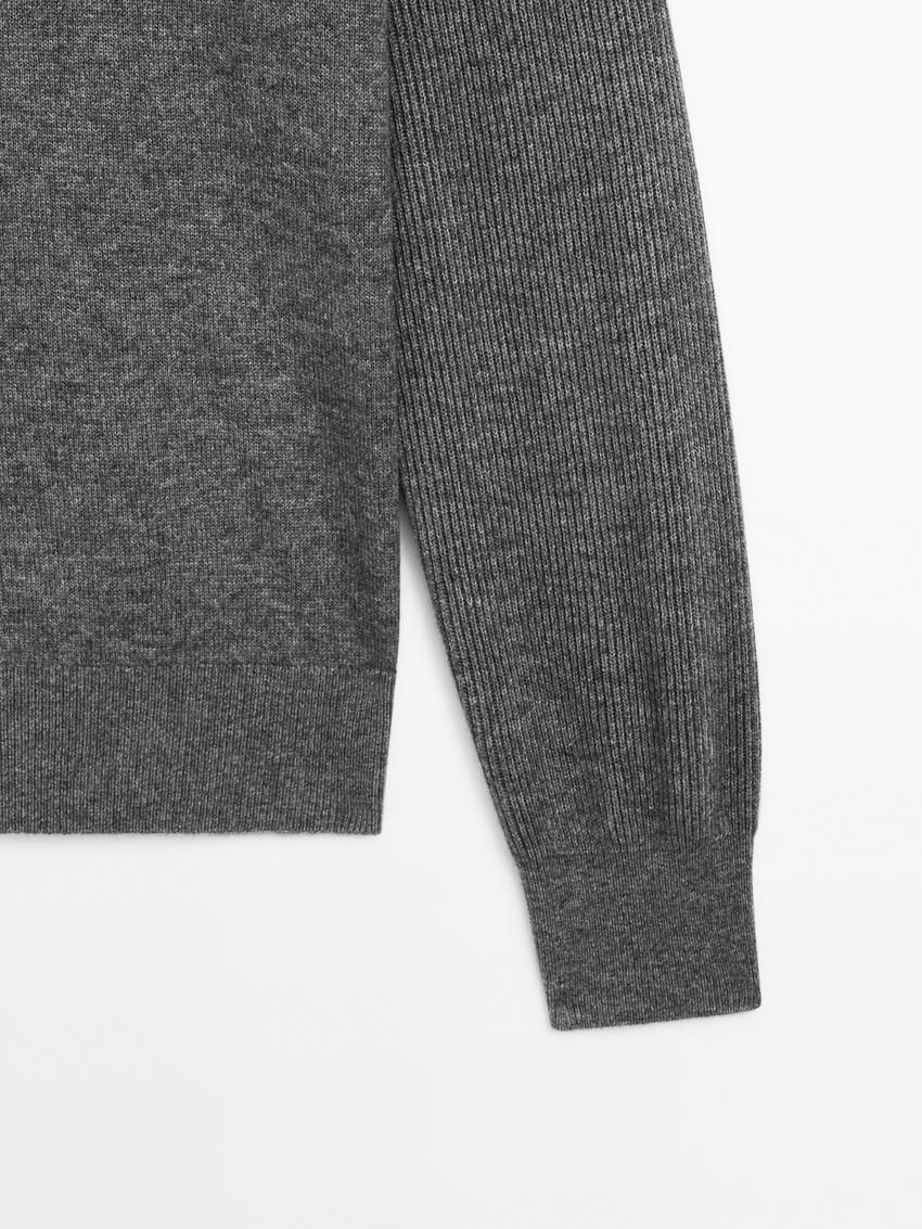 Massimo Dutti Mock Neck Knit Men Sweater Grey | US-EO3671598