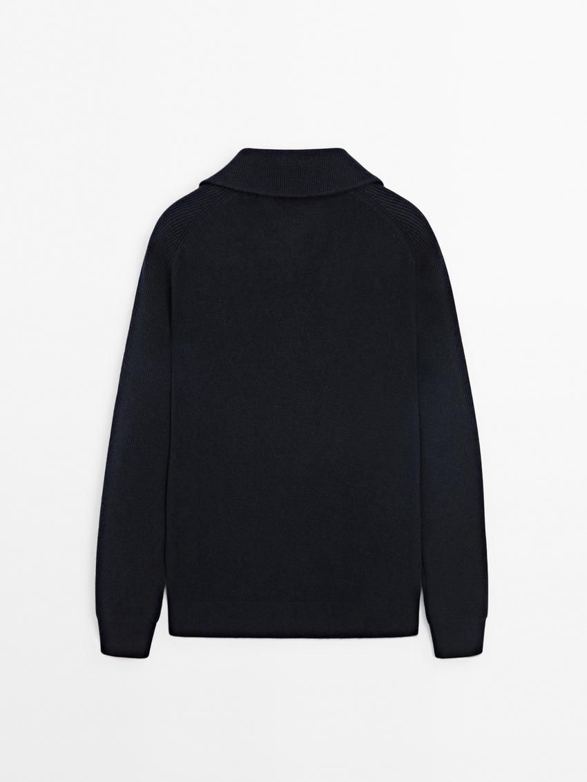 Massimo Dutti Mock Neck Knit Men Sweater Navy | US-XE1097486