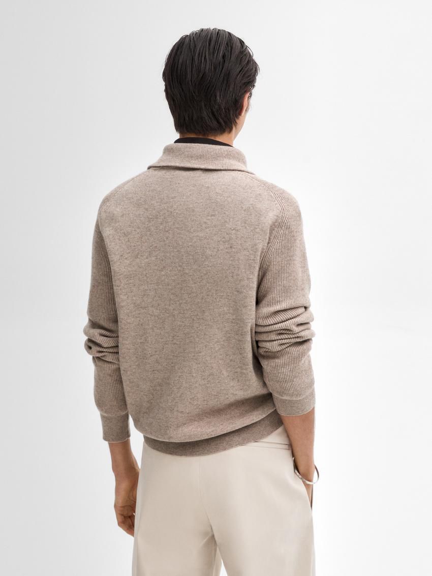 Massimo Dutti Mock Neck Knit Men Sweater Brown Beige | US-RG3162845