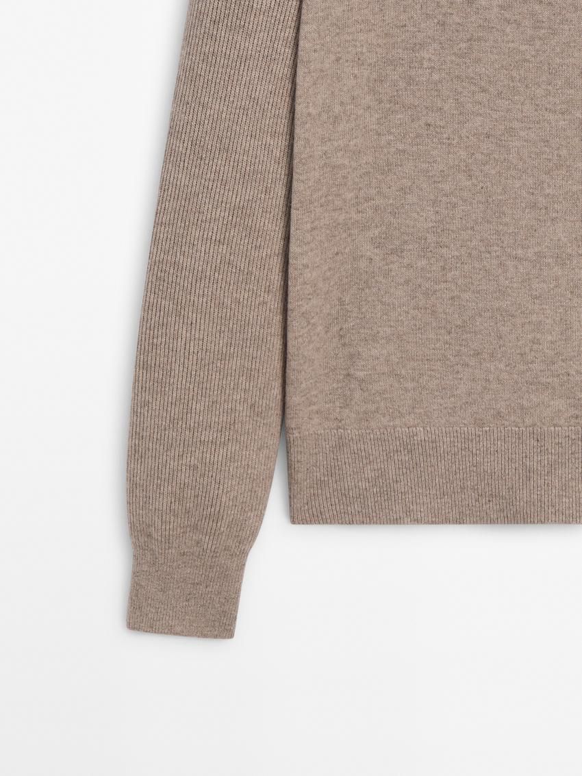 Massimo Dutti Mock Neck Knit Men Sweater Brown Beige | US-RG3162845
