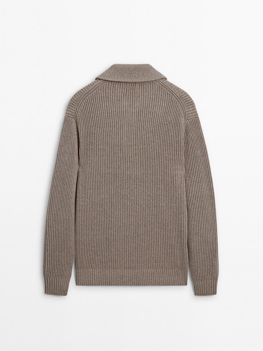 Massimo Dutti Mock Neck Knit Men Sweater Beige | US-RE3572684