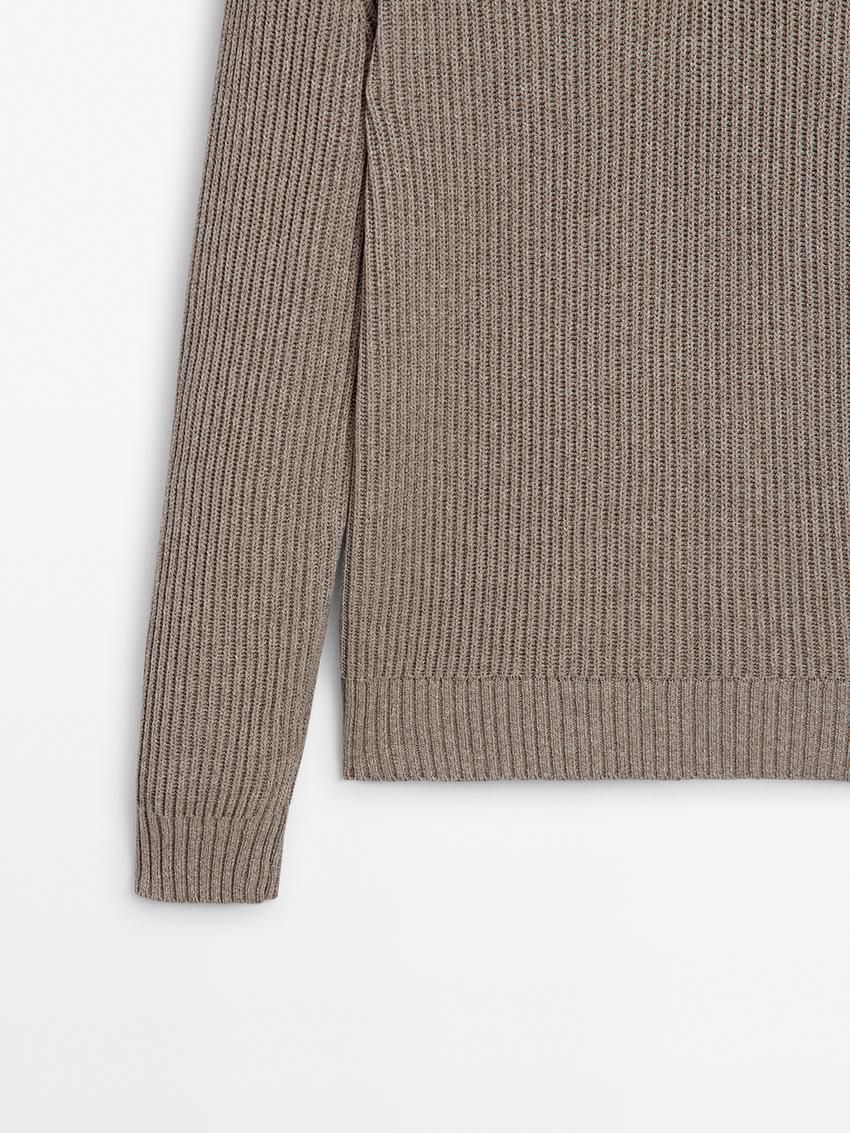 Massimo Dutti Mock Neck Knit Men Sweater Beige | US-RE3572684