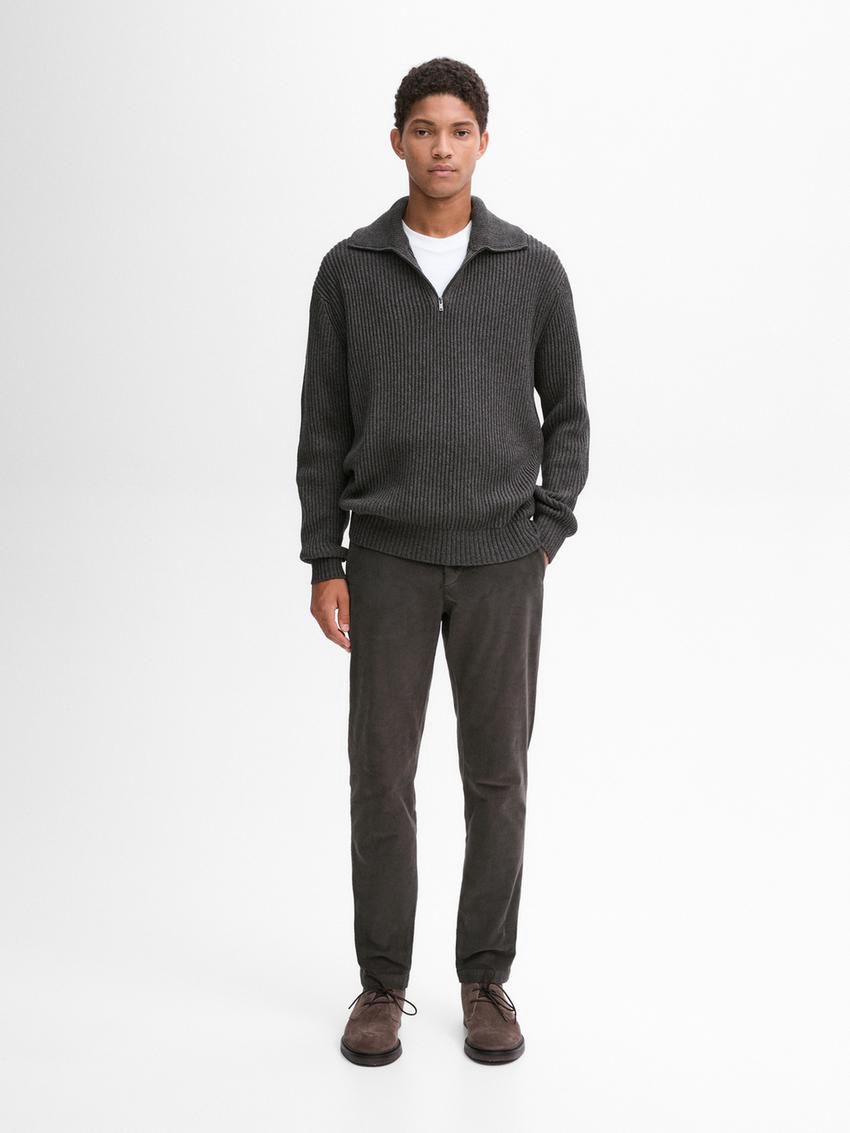 Massimo Dutti Mock Neck Knit Men Sweater Dark Grey | US-BD6370485