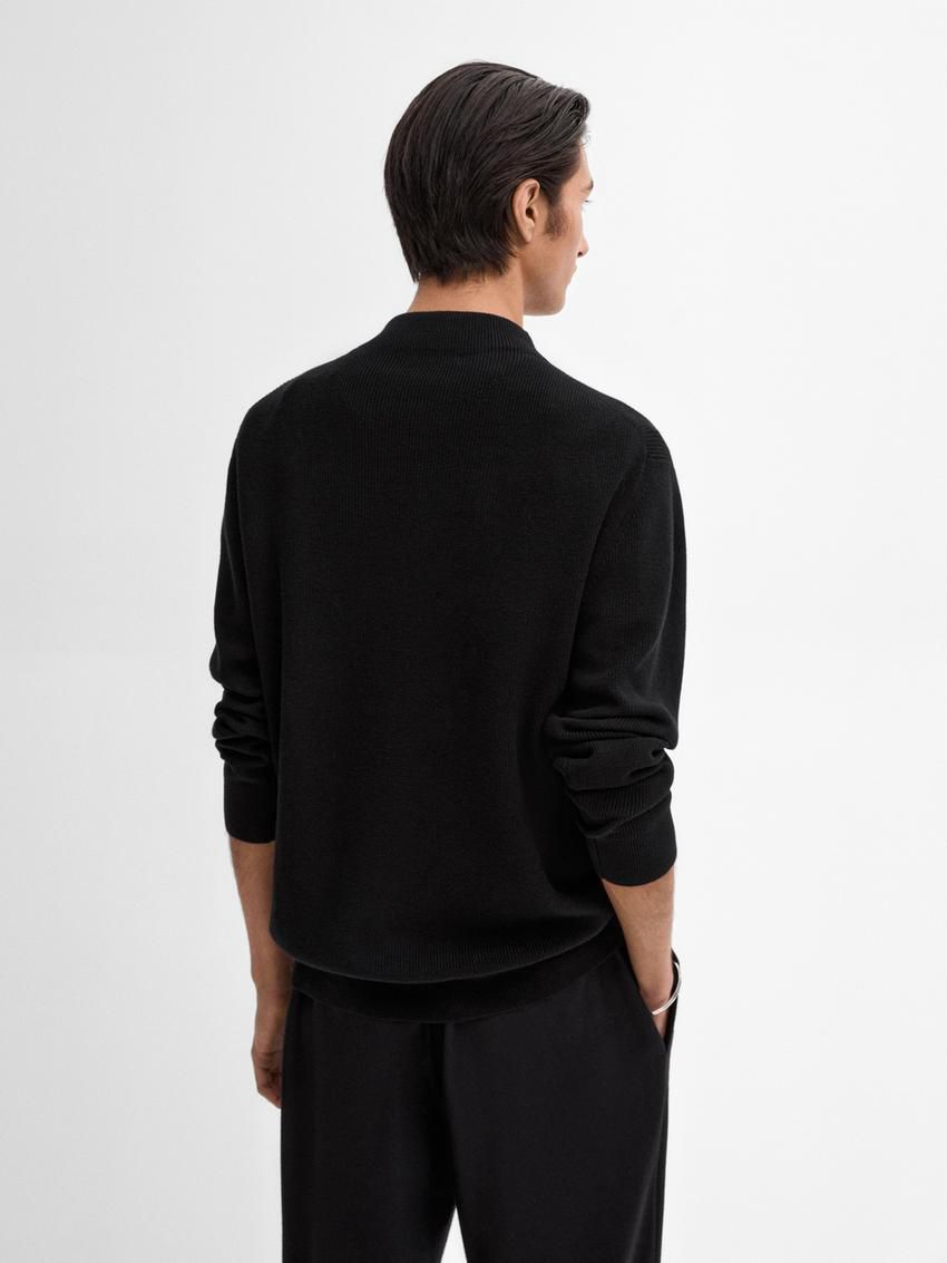Massimo Dutti Mock Turtleneck Knit Men Sweater Black | US-QP6542701